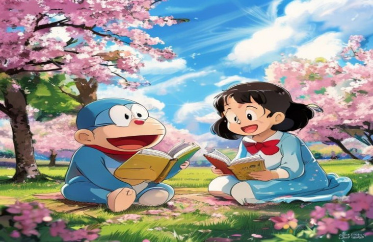 Nobita And Shizuka AI Wallpaper