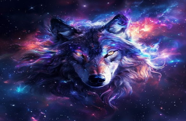 Galaxy Wolf AI Wallpaper
