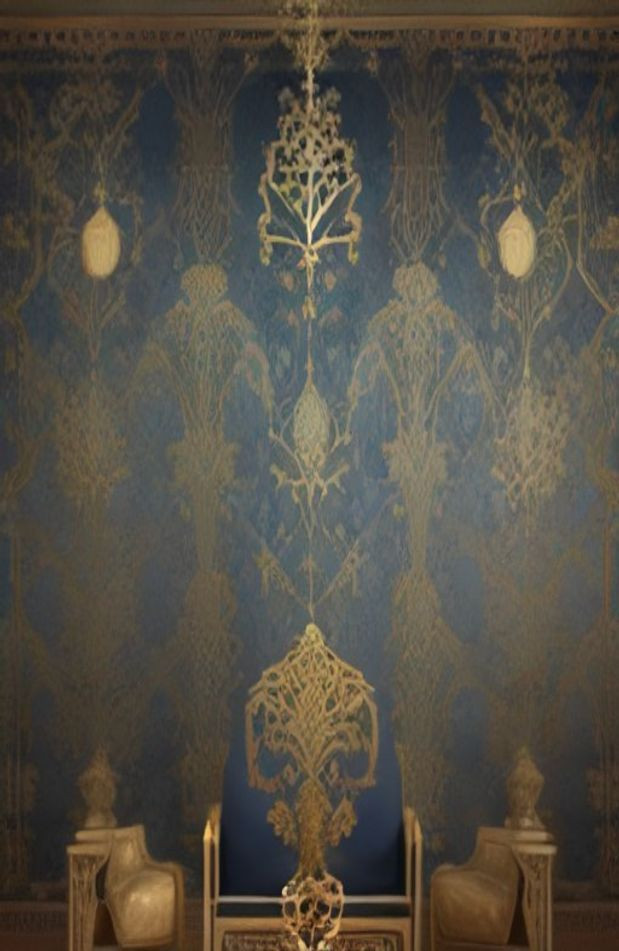 Royal Blue And Gold AI Wallpaper