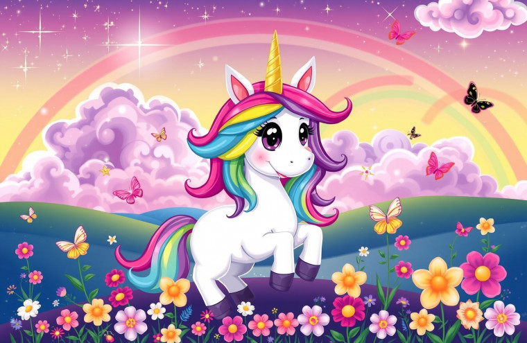 Cartoon Unicorn AI Wallpaper