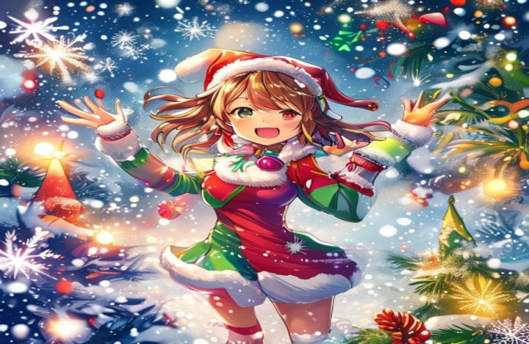Gacha Christmas Girl AI Wallpaper