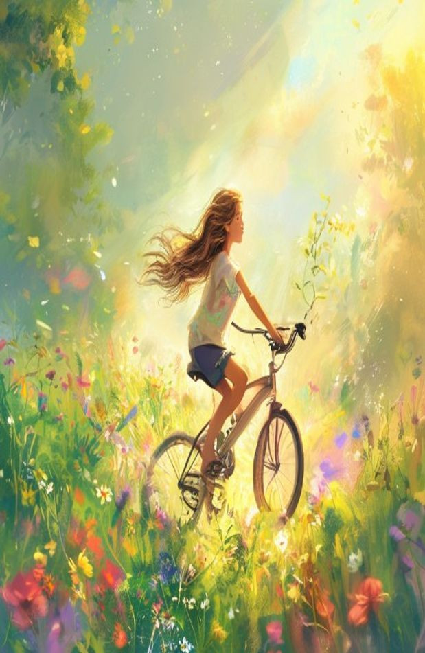 Girl And Bike AI Wallpaper