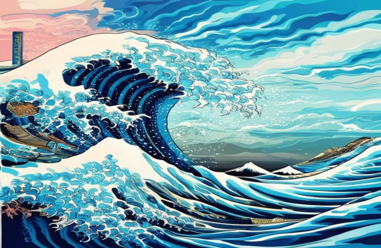 Great Wave Off Kanagawa AI Wallpaper