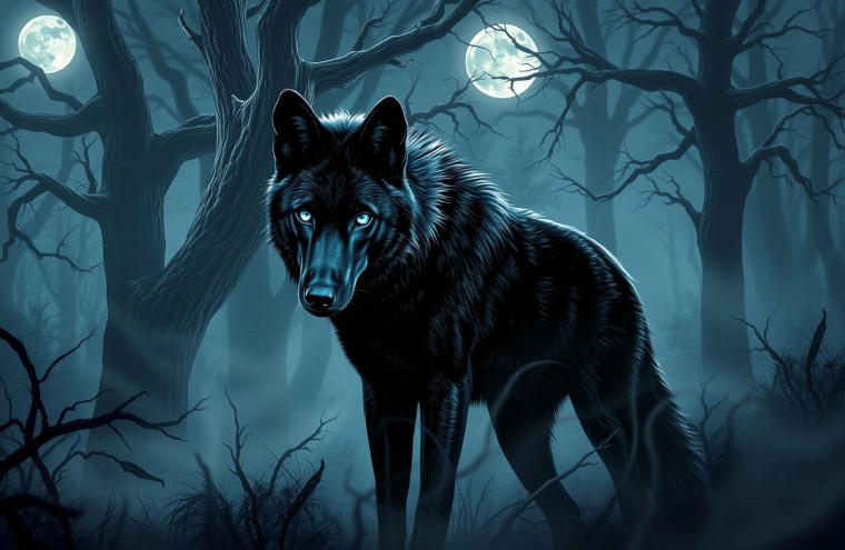 Cool Black Wolf AI Wallpaper