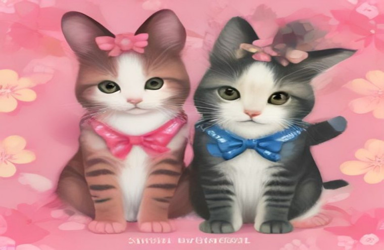 Cute Cat Drawings AI Wallpaper