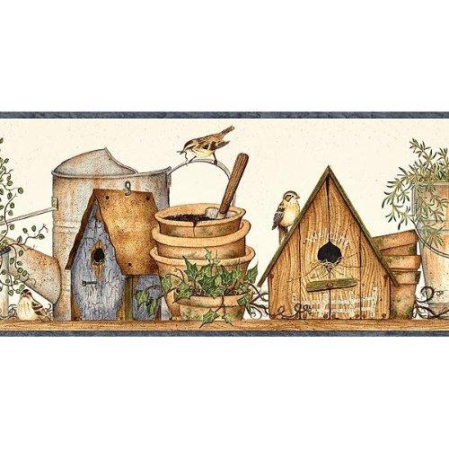 Free download Home Bird Houses Grey Birdhouses Floral Wallpaper Border ...