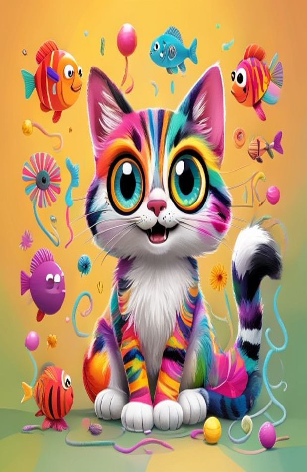 Cartoon Cat AI Wallpaper