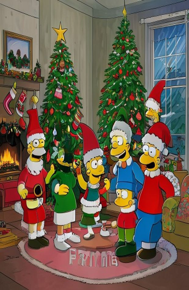 Simpsons Christmas AI Wallpaper