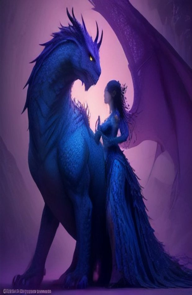 Woman And Dragon AI Wallpaper