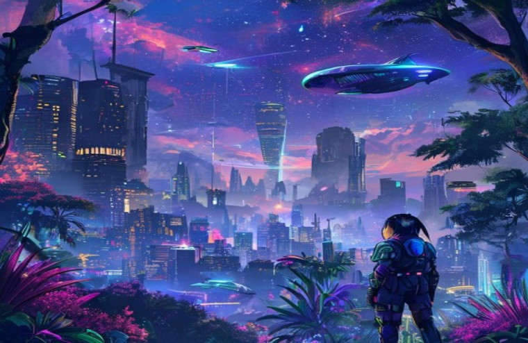 Anime Sci Fi AI Wallpaper