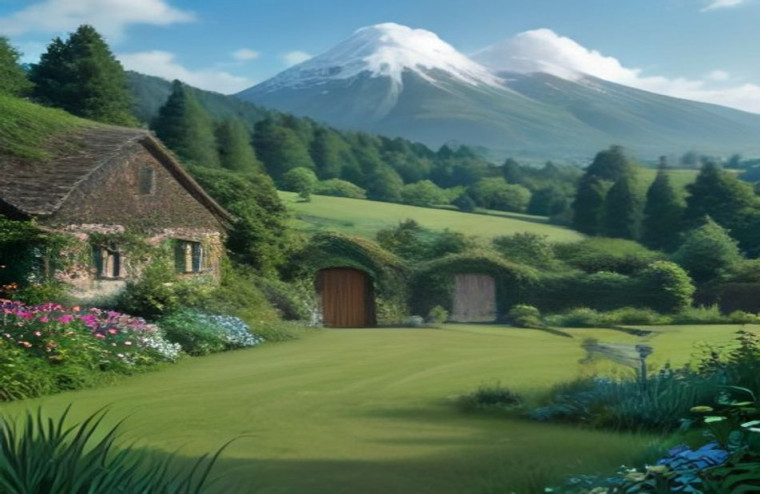 The Hobbit Shire AI Wallpaper