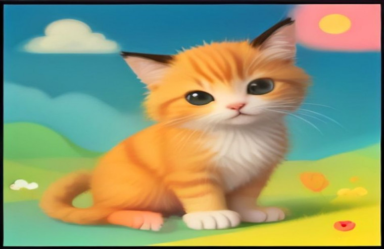 Cute Cartoon Cat AI Wallpaper