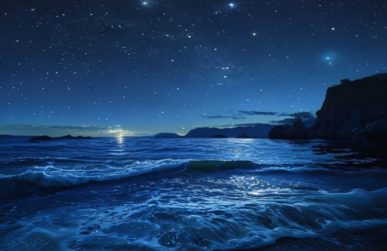 Night Ocean AI Wallpaper