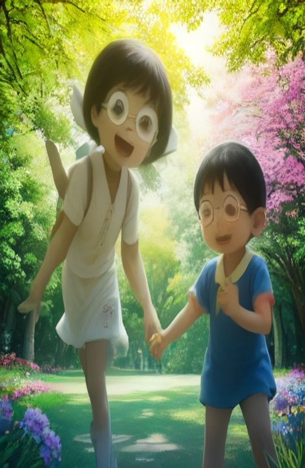 Nobita And Shizuka AI Wallpaper