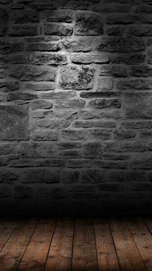 Dark Brick Wall Wood Floor Android Wallpaper