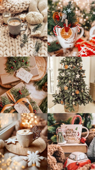 Christmas Collage Aesthetic Ideas Neutral