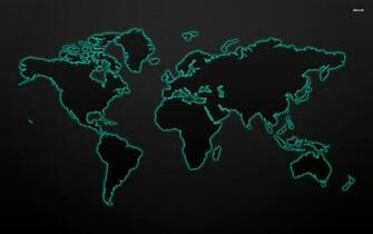 Glowing World Map Wallpaper Digital Art