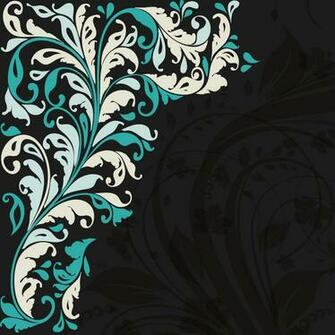 Black Teal Floral Background