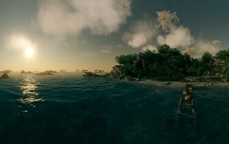 Sunset On A Tropical Beach Wallpaper
