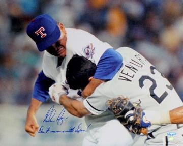Nolan Ryan Autographed Ventura Fight Photo Inscribed Don T