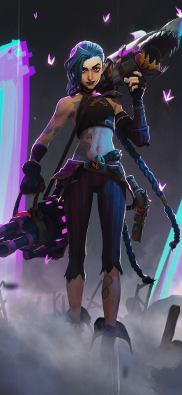 Jinx Arcane With Weapons 5k iPhone Xs X HD 4k Wallpaper Image