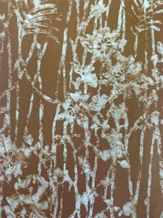 Wallpaper Designer Abstract Aqua Faux Leaf And Floral On Brown