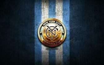 Wallpaper New York City Fc Golden Logo Mls Blue Metal