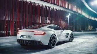 Wallpaper Aston Martin One White Rear