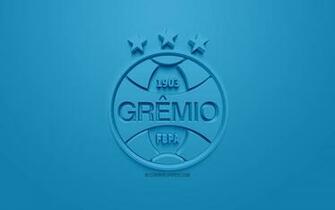 Wallpaper Gremio Fc Creative 3d Logo Blue Background