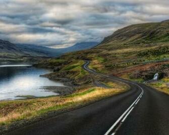 Long Black Road Hills Lake Desktop Pc And Mac Wallpaper