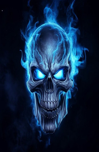 Blue Fire Skull Wallpaper