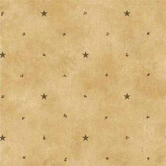 Tan Barn Star And Sprigs Wallpaper Rustic Country Primitive