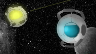 Portal Wheatley And Space Core Wallpaper By Pooshfan