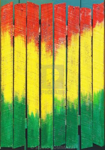 Jamaican Background Painted On Fence License Or Print