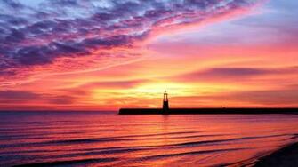 Lighthouse And Red Sunset Beach Wallpaper1920x1080 Wallpaper