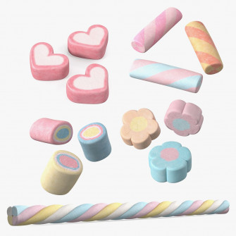 Shaped Marshmallows Collection 3d Model Wallpaper
