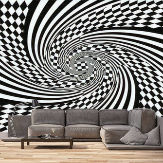 Arjrviwns Checkered Waves Board Abstract 3d Black And White Or