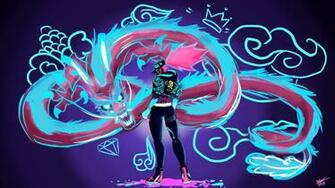 Kda Akali Neon Light Graffiti Dragon Art By Notreallykian