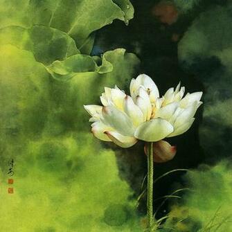 Chinese Painting Lotus iPad Wallpaper