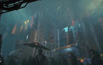 Wallpaper City Dark Fantasy Rain Umbrella Science Fiction