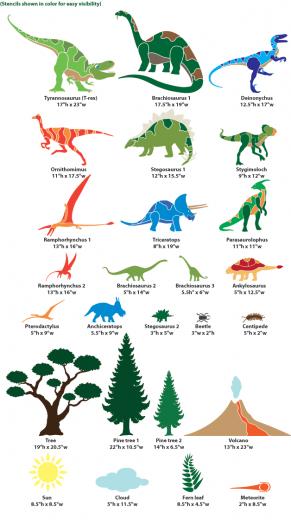Dinosaur Wall Stencil Mural Days
