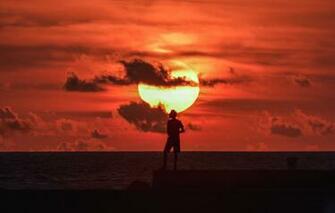 Wallpaper Dark Sea Nature Sunset Landscapes Man