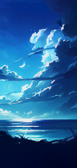 Sea Blue Anime Background Wallpaper