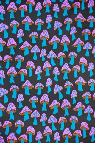 Cotton Steel Front Yard Mushrooms Rayon In Glowy Blue The