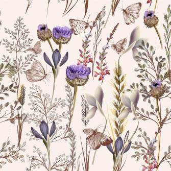 Vintage Province Style Wildflower Wallpaper
