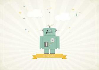 Retro Robot Wallpaper Vector Art Stock