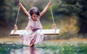 Swing Girl Is Happiness Cute Full HD Wallpaper