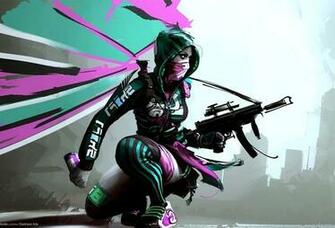 Wallpaper Apb Girl Woman Bandana Machine Gun Graffiti Desktop