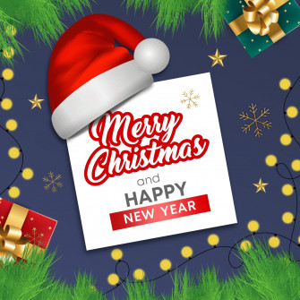 Merry Christmas And Happy New Year Greeting Card Xmas