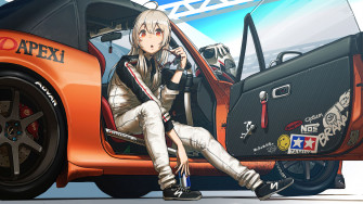 Anime Girl Racing Car Art Wallpaper 4k Pc Desktop 4670b
